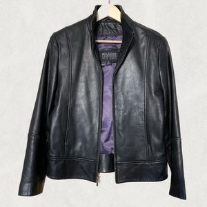 100% Black Genuine Leather Bomber Jacket by Wilson’s Leather Pelle Studio